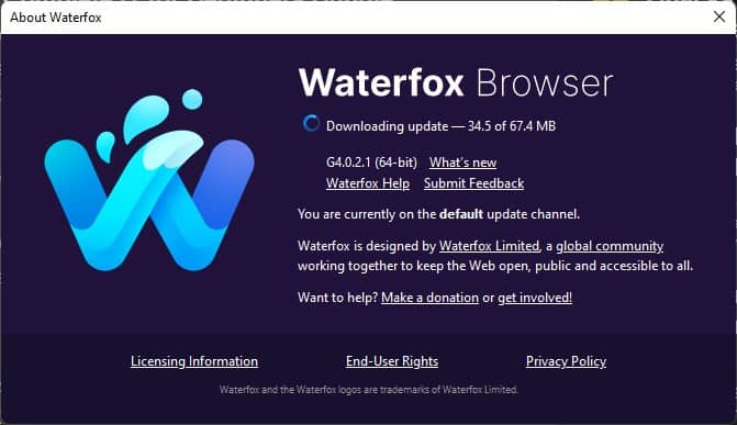 Waterfox G4.0.3.1 update