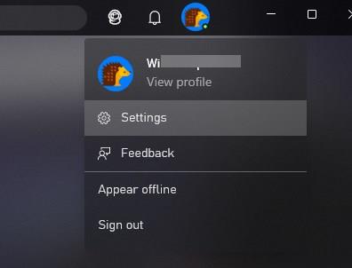 Xbox PC app settings menu