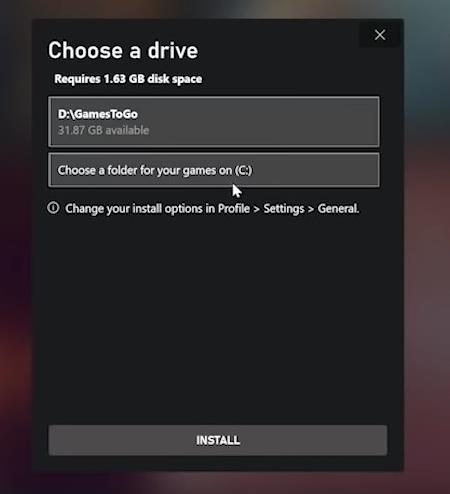 Xbox app on PC will allow you to choose the game installation folder