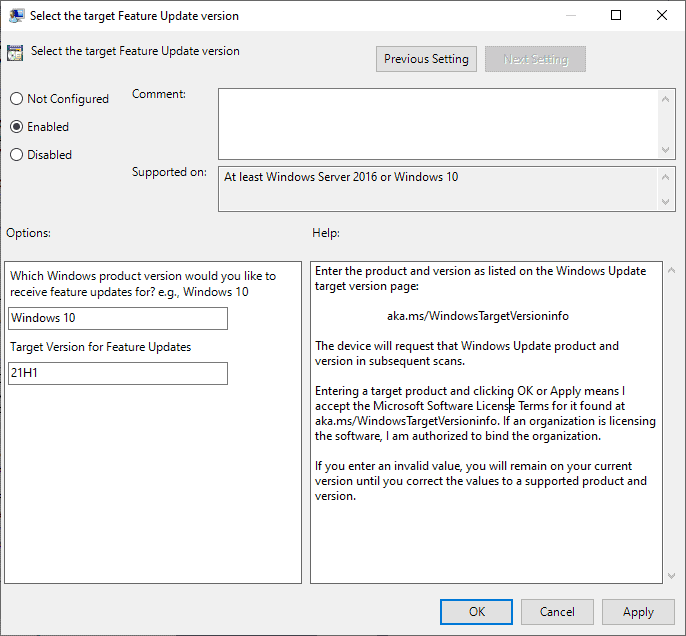 bloccare l'aggiornamento di Windows11