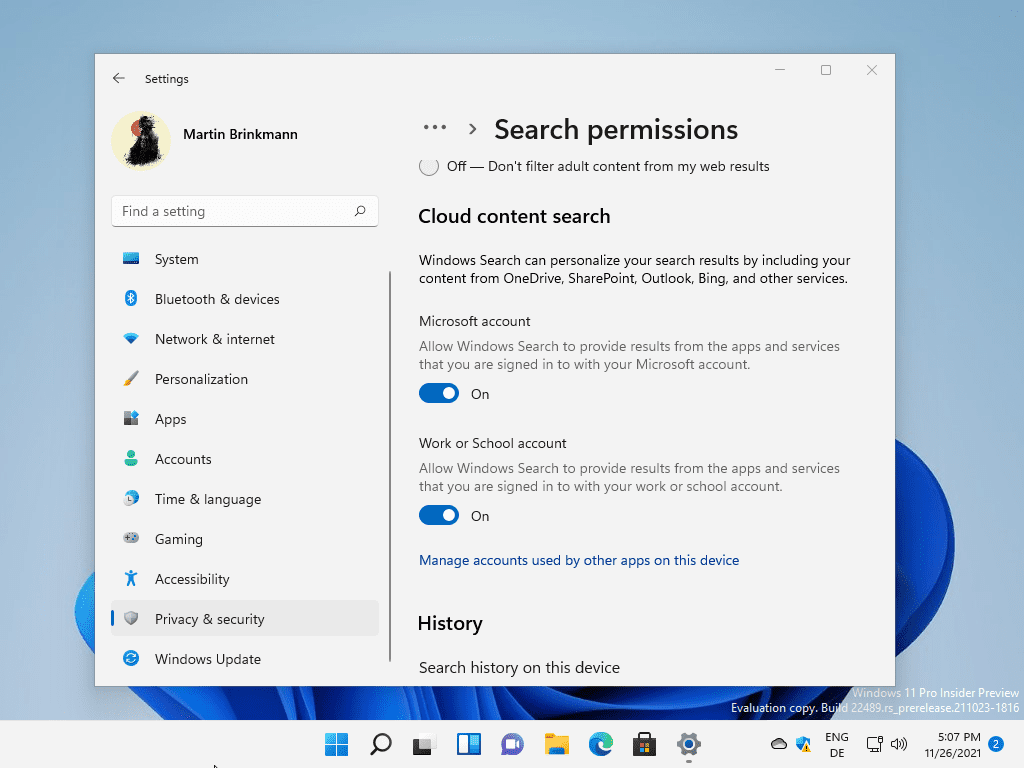 search permissions
