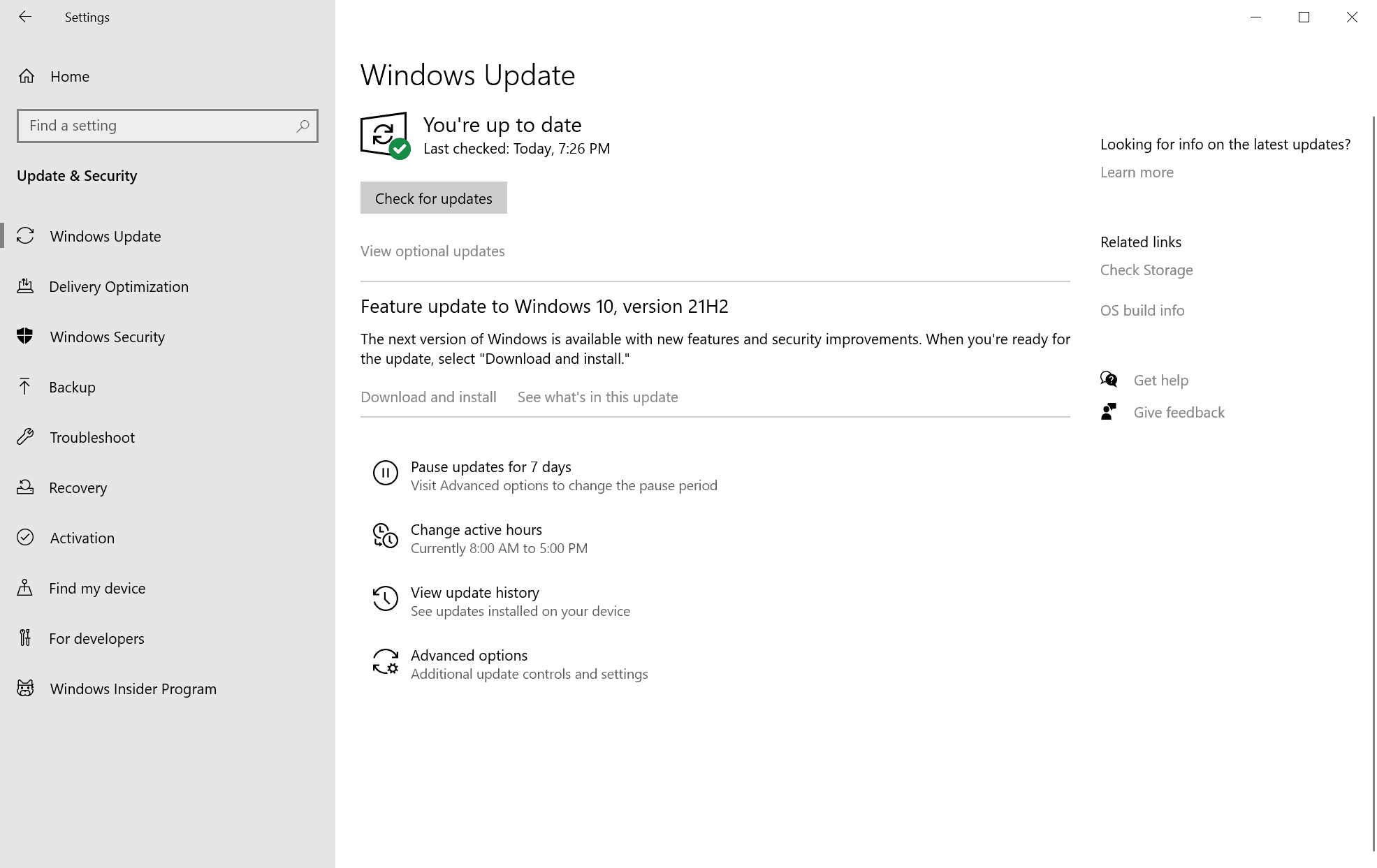 Windows 10 version 21h2 frigivet