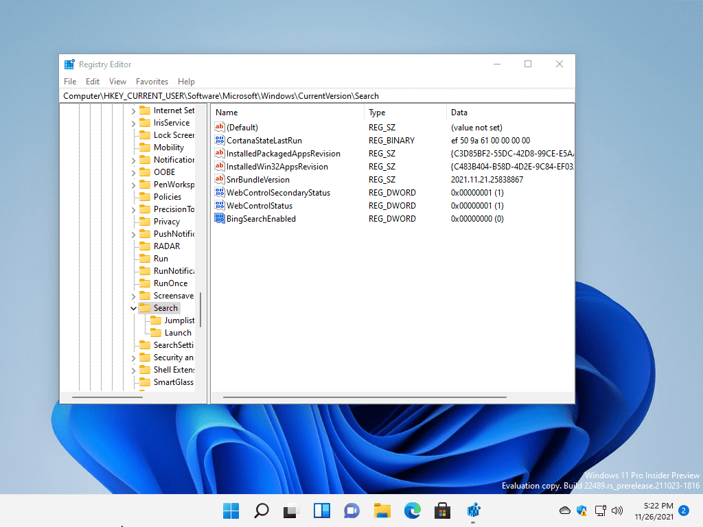 windows 11 disable bing search