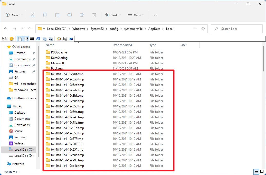 windows 11 empty tmp folders bug