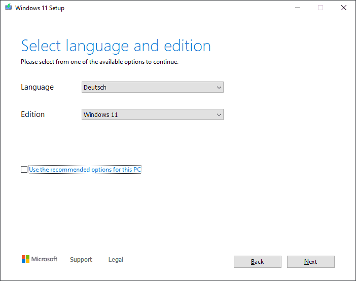 windows 11 select language edition