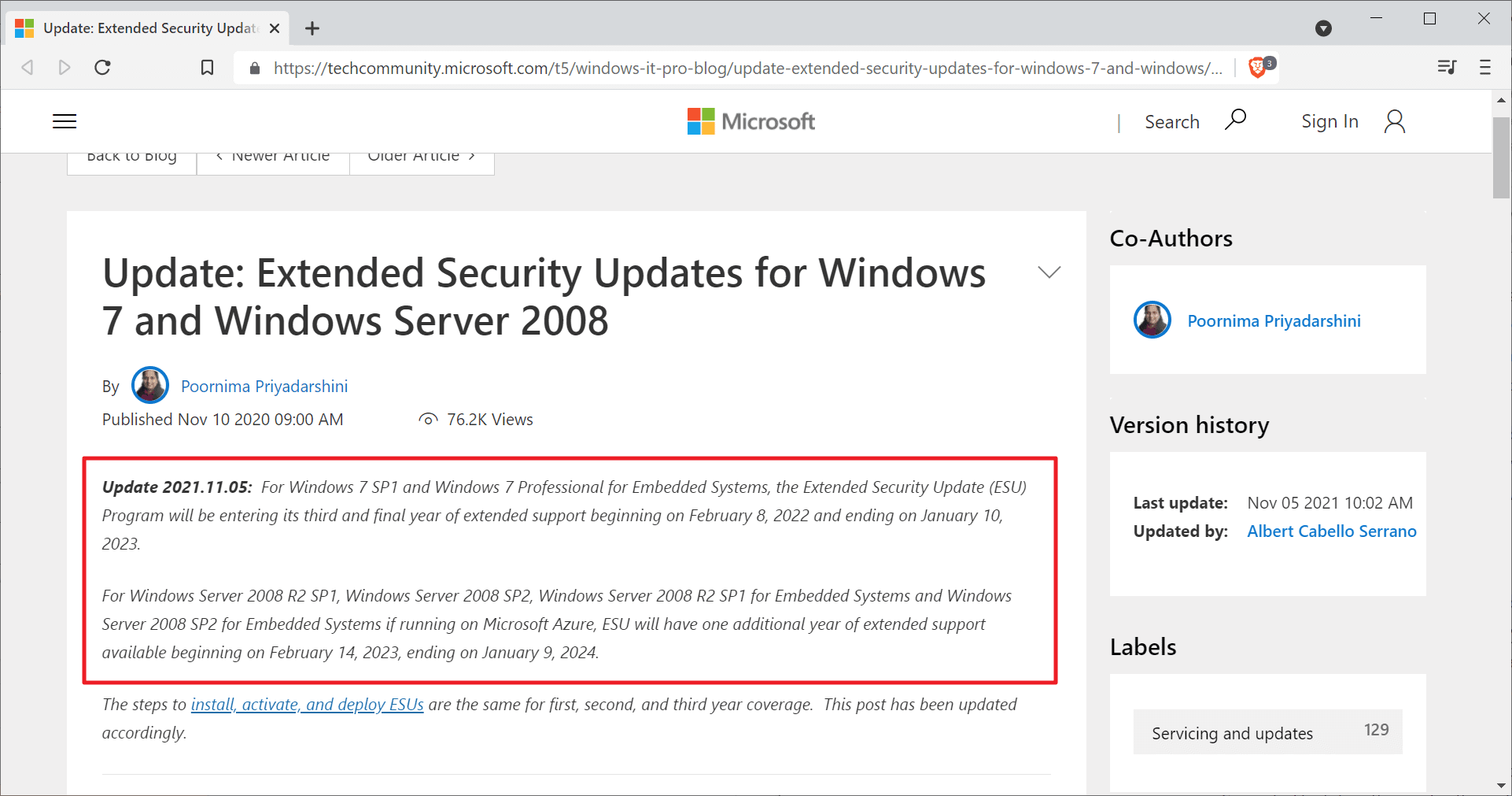 Extended Security updates. Extended support