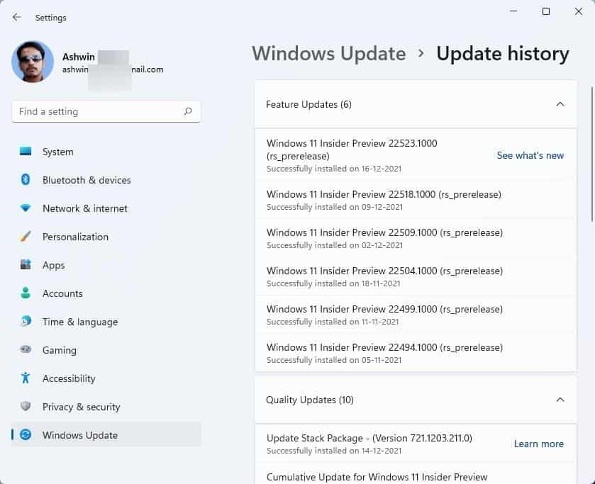 Windows 11 uninstall updates