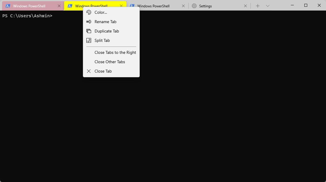 Windows Terminal tabs