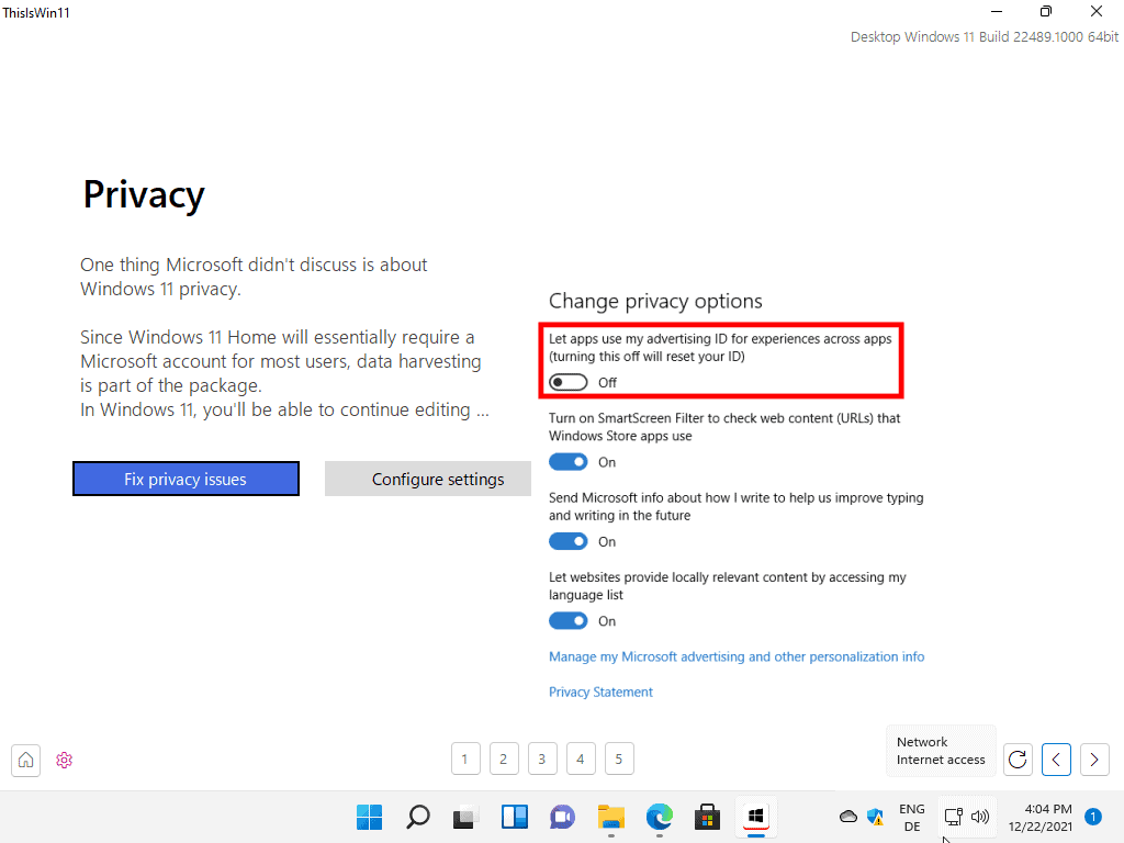 fix windows 11 privacy settings