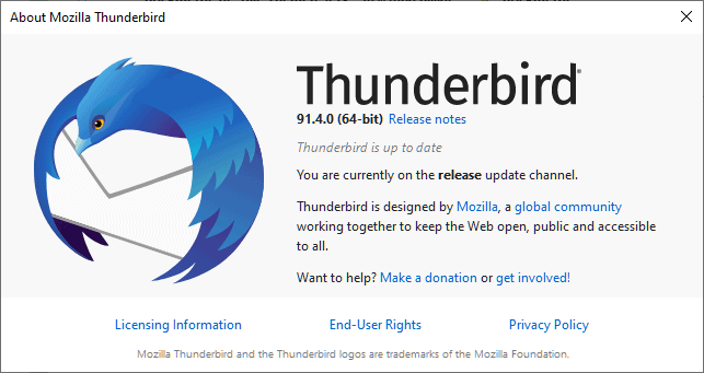 Thunderbird 91.4.0 Email Client has been released