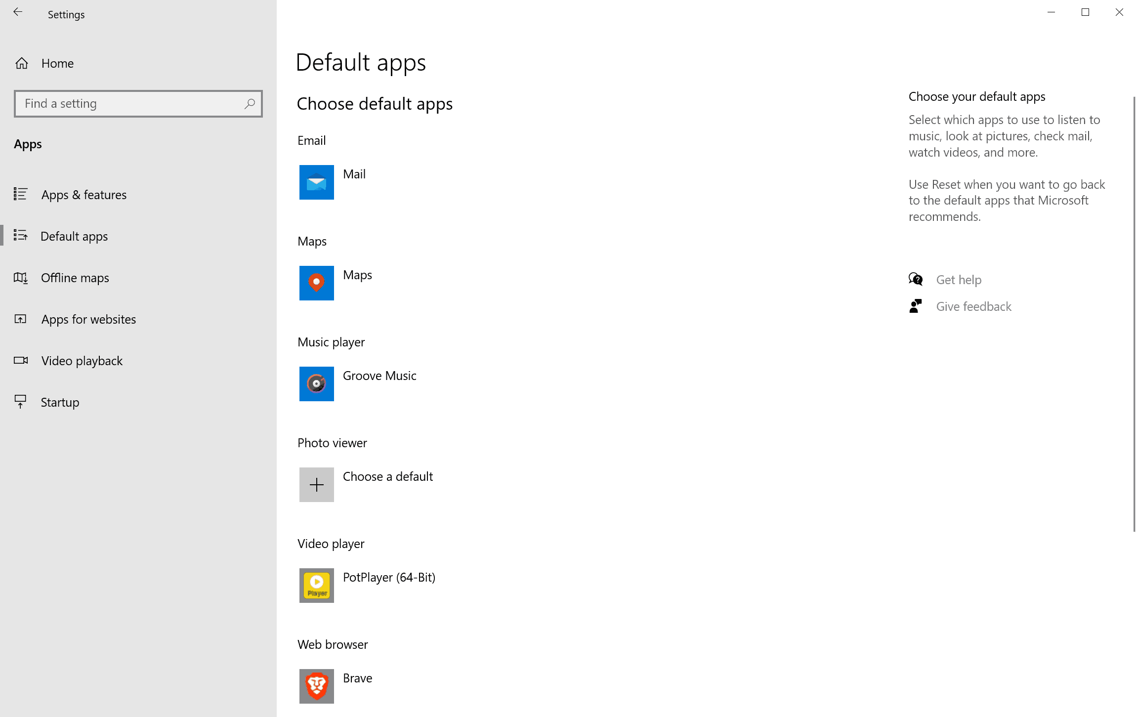 windows 10 default apps