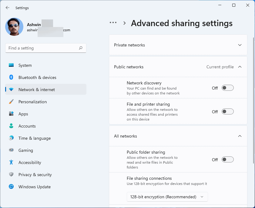 windows 11 advanced sharing settings