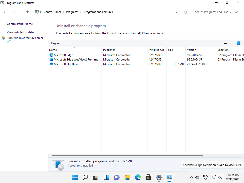 windows 11 control panel uninstall a program