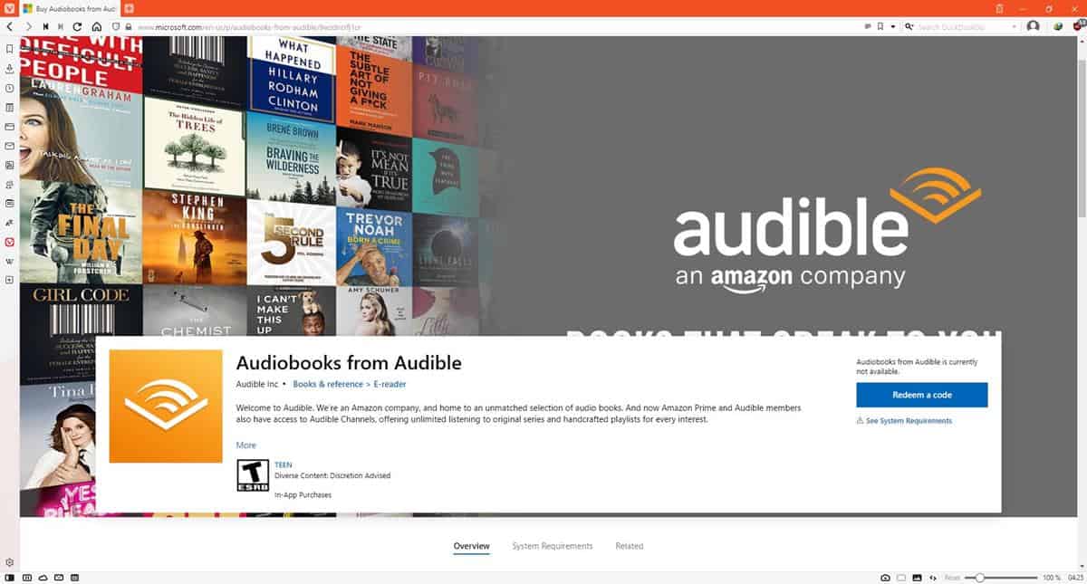 Audible app for Windows has been discontinued