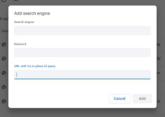 Google chrome - add search engine custom