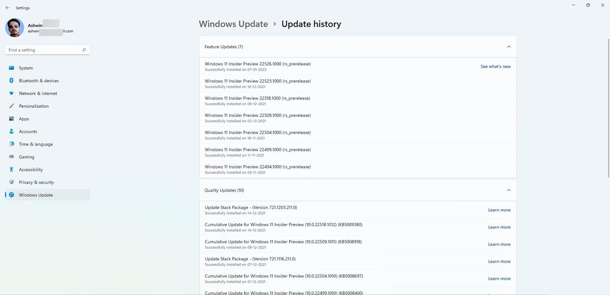 Windows 11 Insider Preview Build 22526