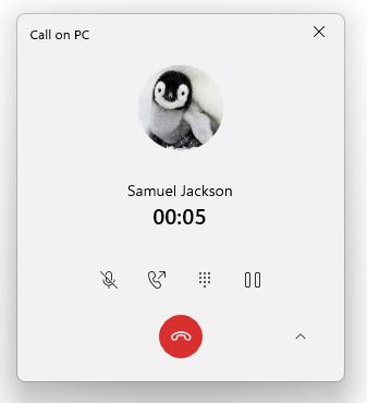 Nuova schermata delle chiamate in corso di Windows 11