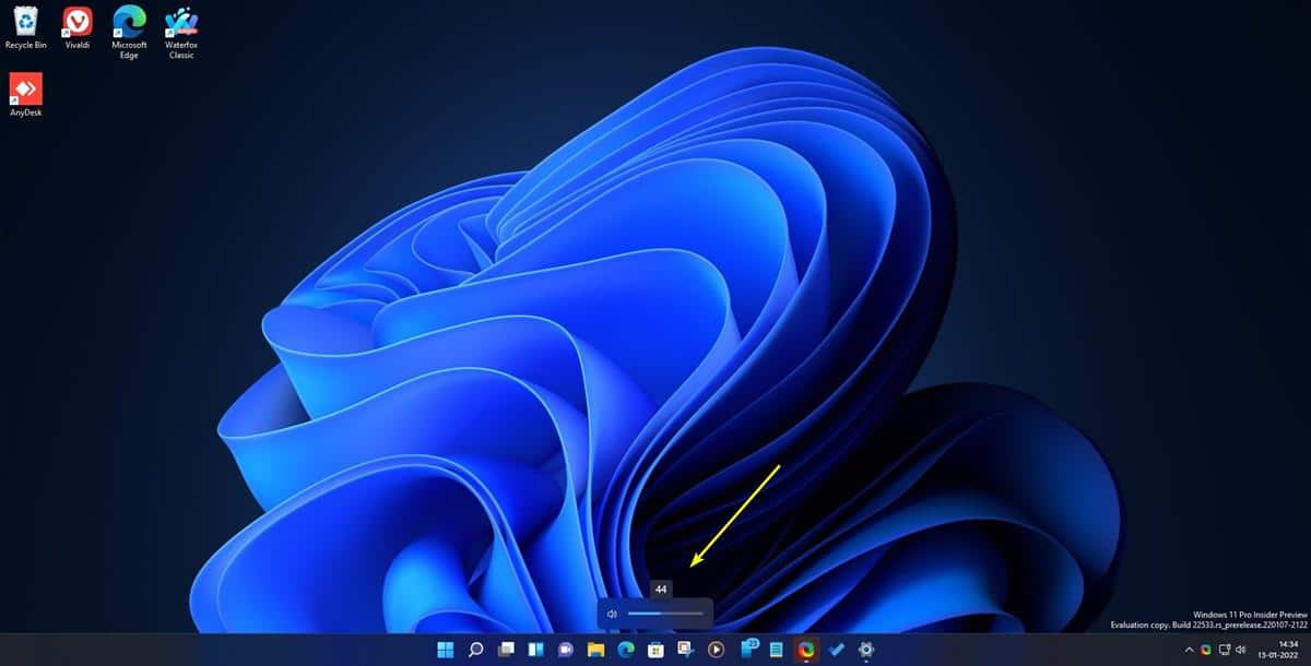 Windows 11 new volume indicator slider dark theme
