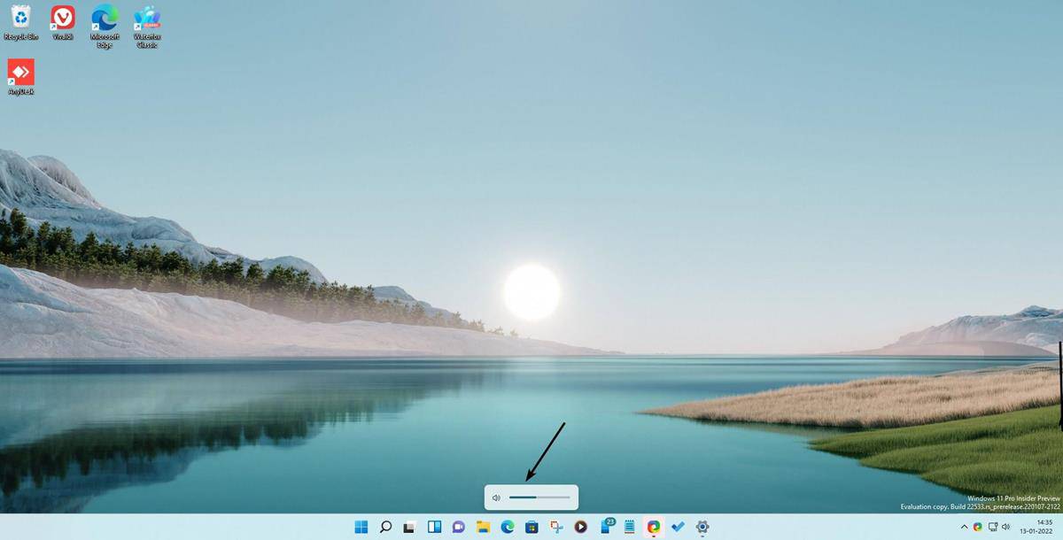 Windows 11 new volume indicator slider