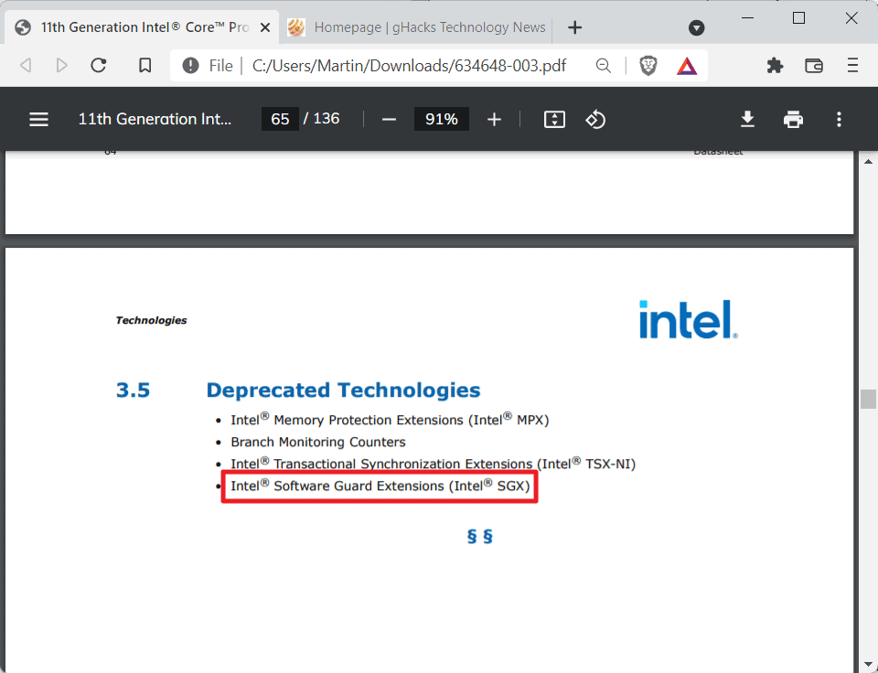 intel sgx deprecated