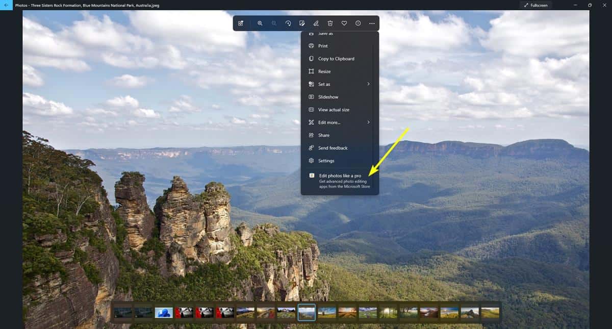 new windows 11 photos app menu