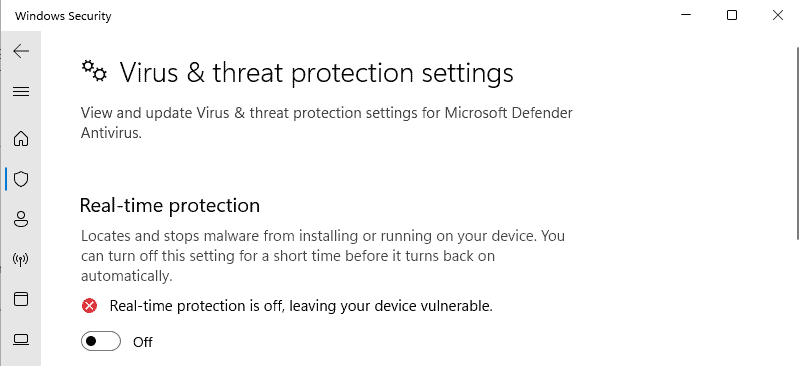 real time protection off