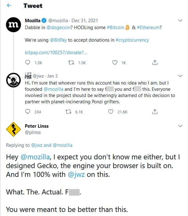 users react to mozilla accepting crypto donations