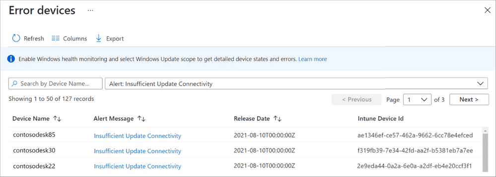 windows update connectivity intune