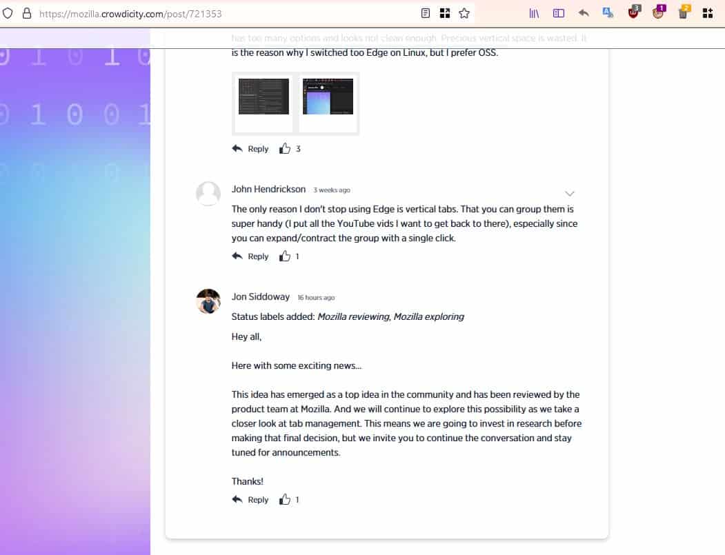 Mozilla might bring vertical tabs to Firefox