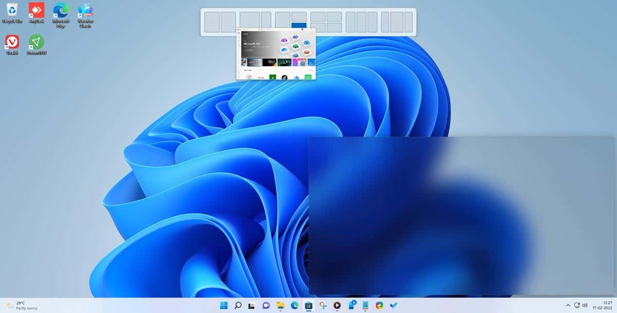 Windows 11 Insider Preview Build 22557 - nuovo layout di snap