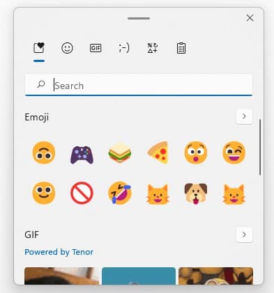 Pannello emoji di Windows 11
