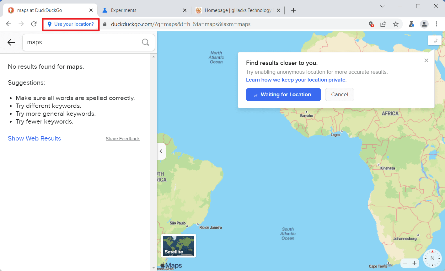 chrome new location permission