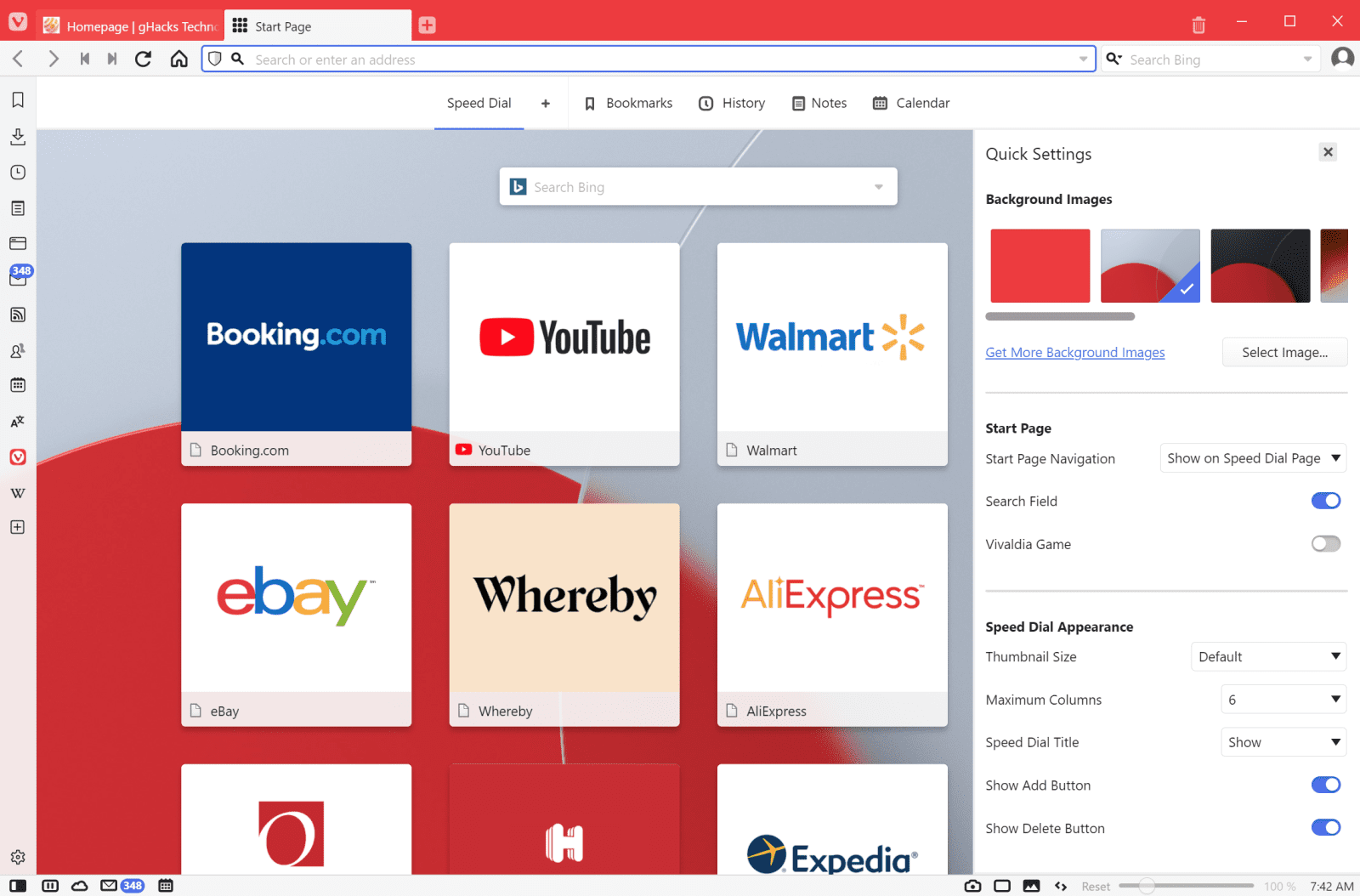 vivaldi 5.1 quick settings