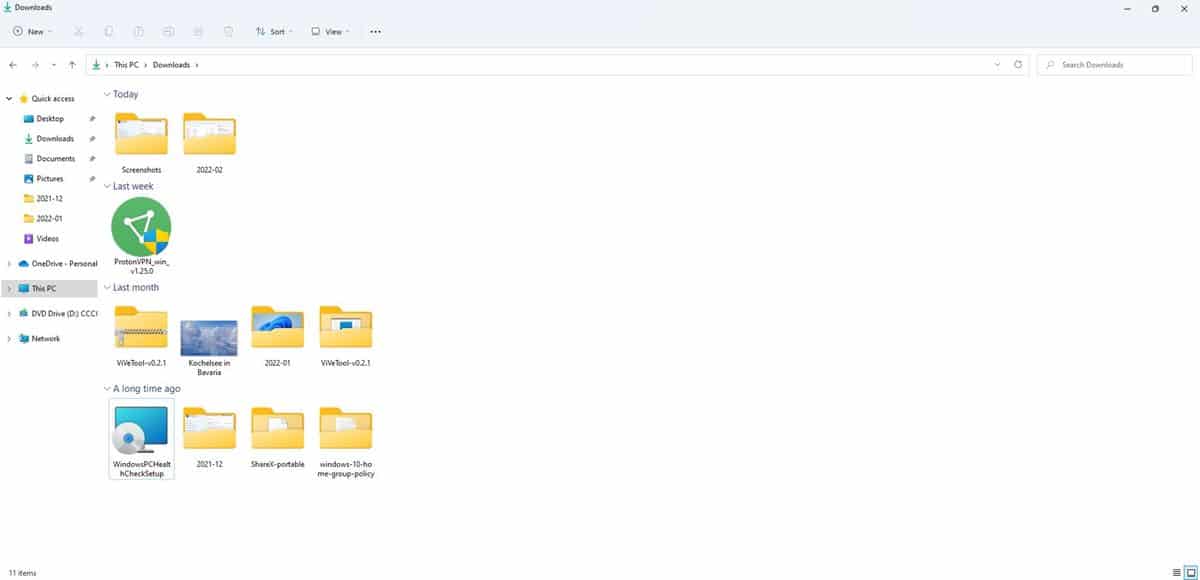 Anteprima della cartella Esplora file di Windows 11