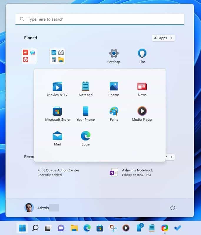 cartelle del menu di avvio di Windows 11