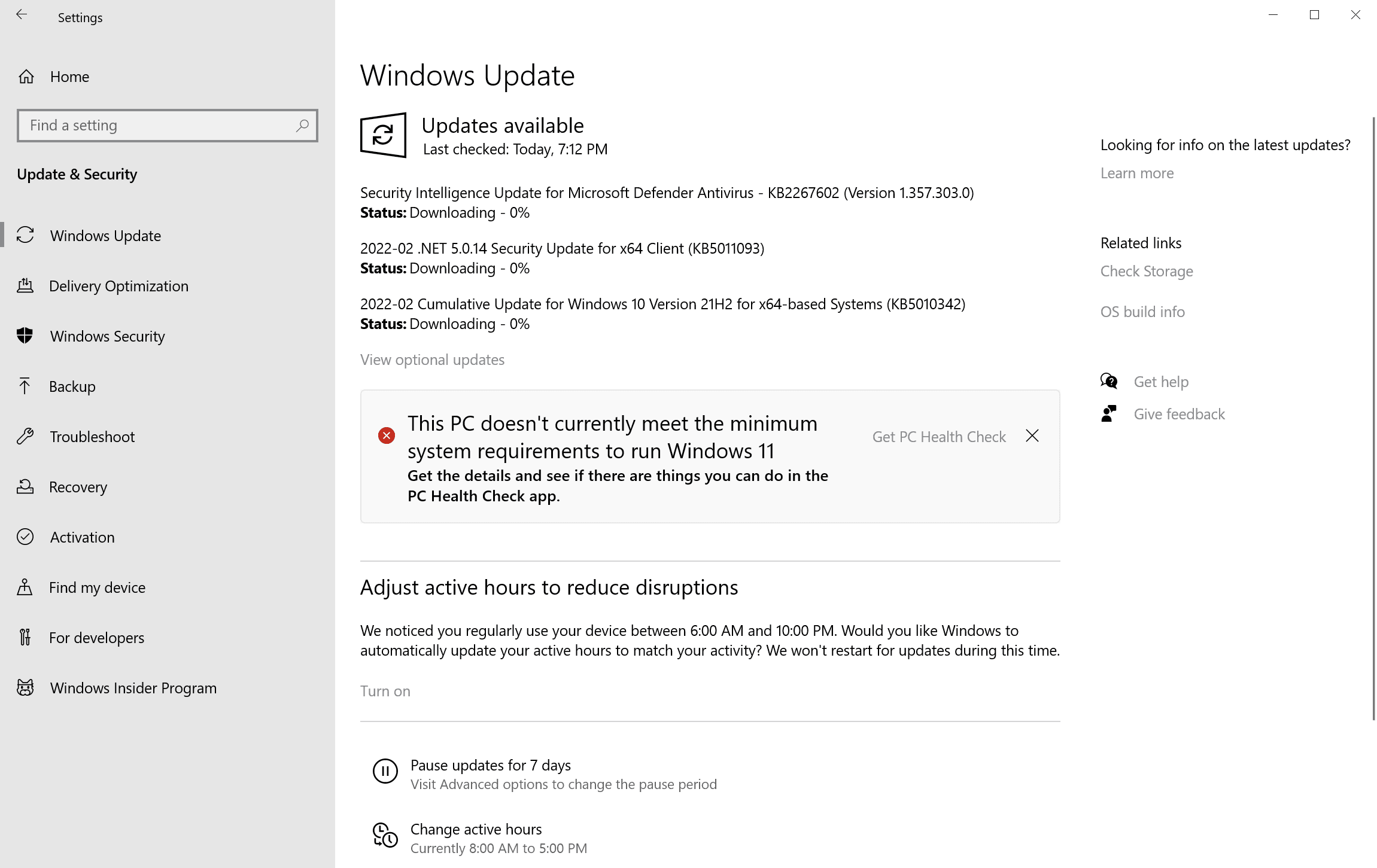 windows update-overzicht