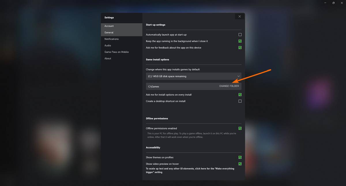 How to choose the folder your Xbox PC games get installed to