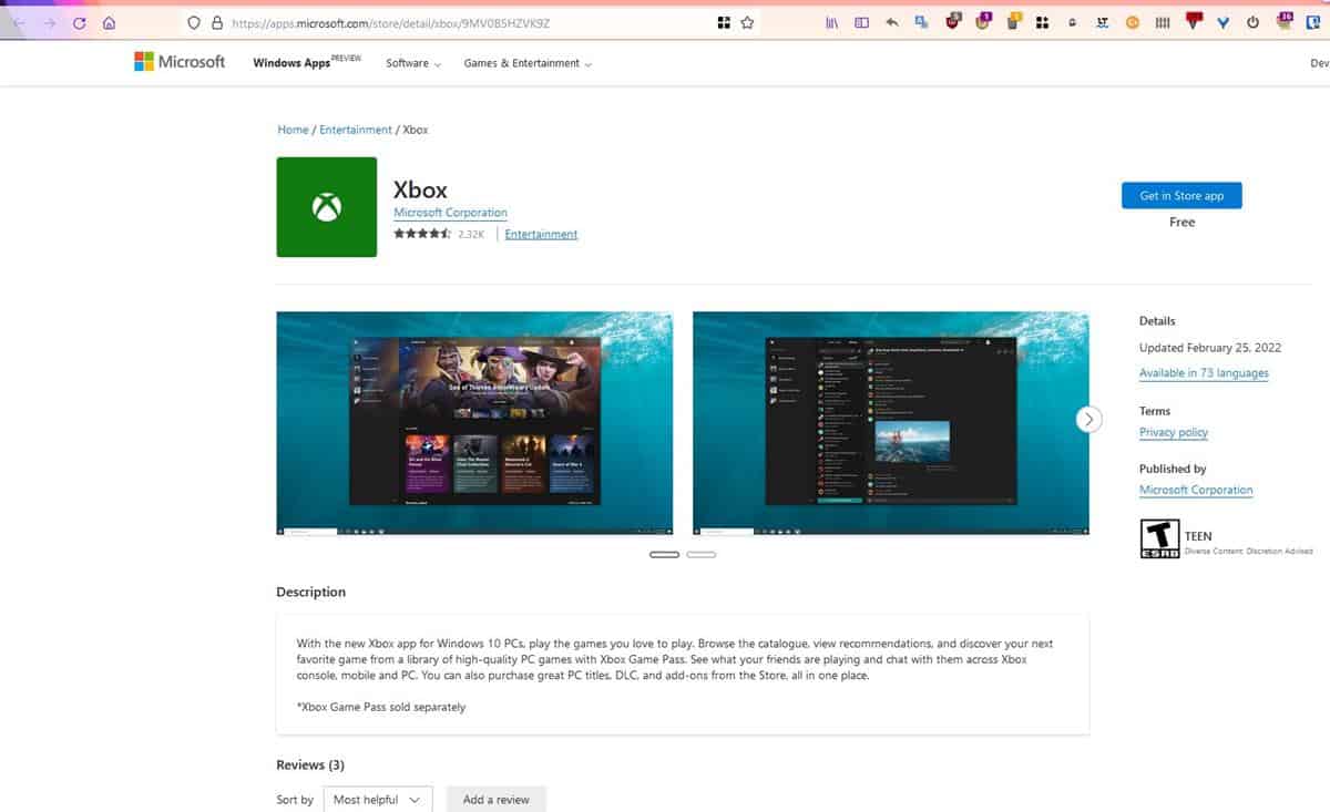 Microsoft Store web browser version
