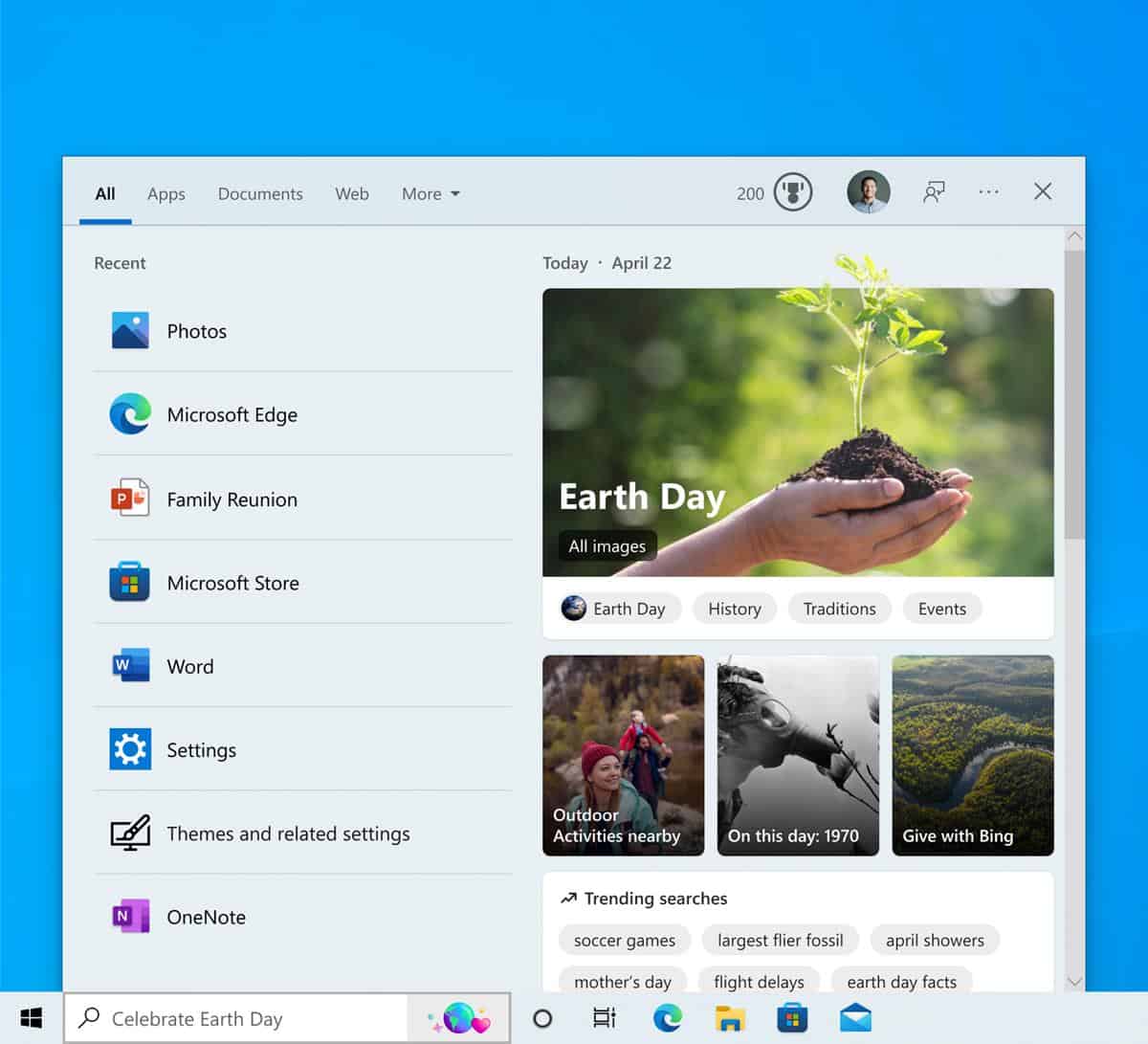 Search highlights for windows 10