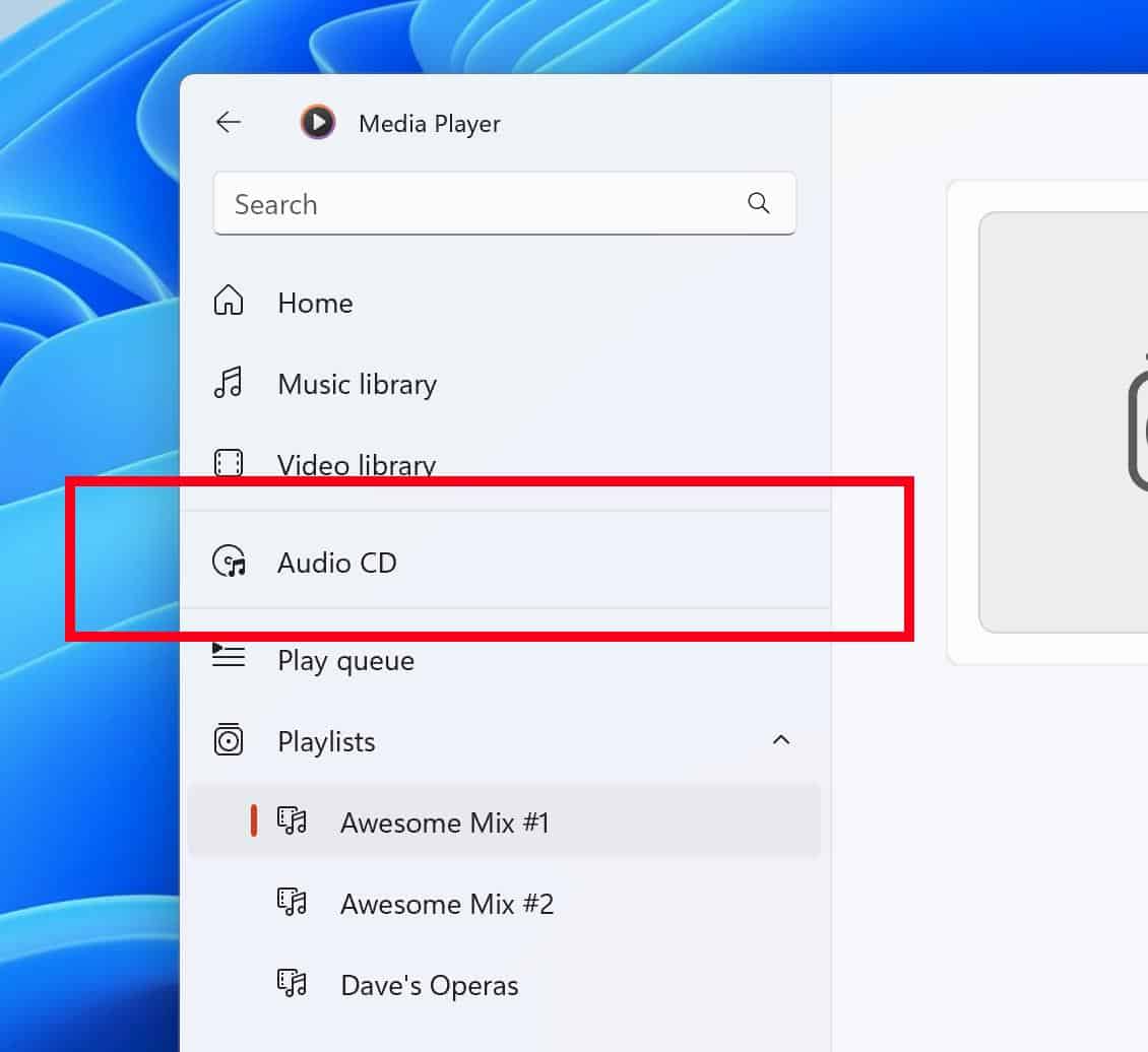 audio cd playback in new media player windows 11