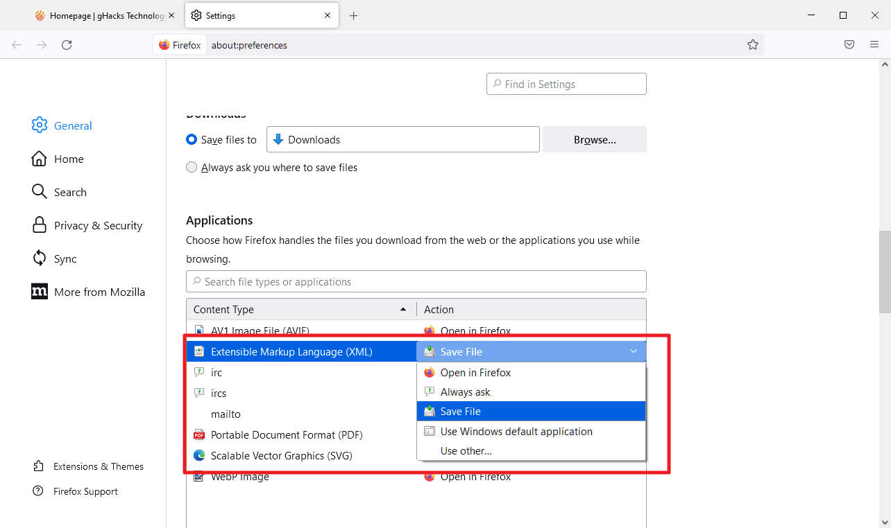 firefox download behavior