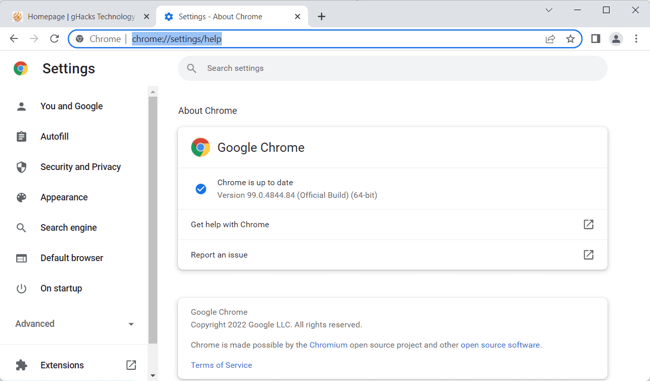 Update google