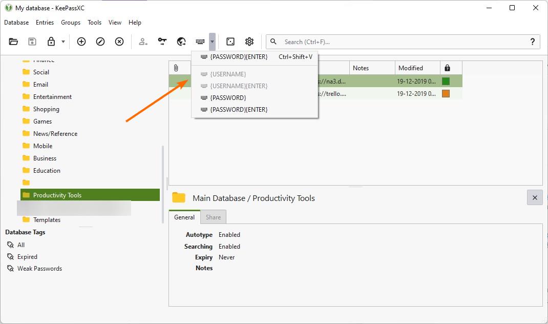 keepassxc new auto-type menu
