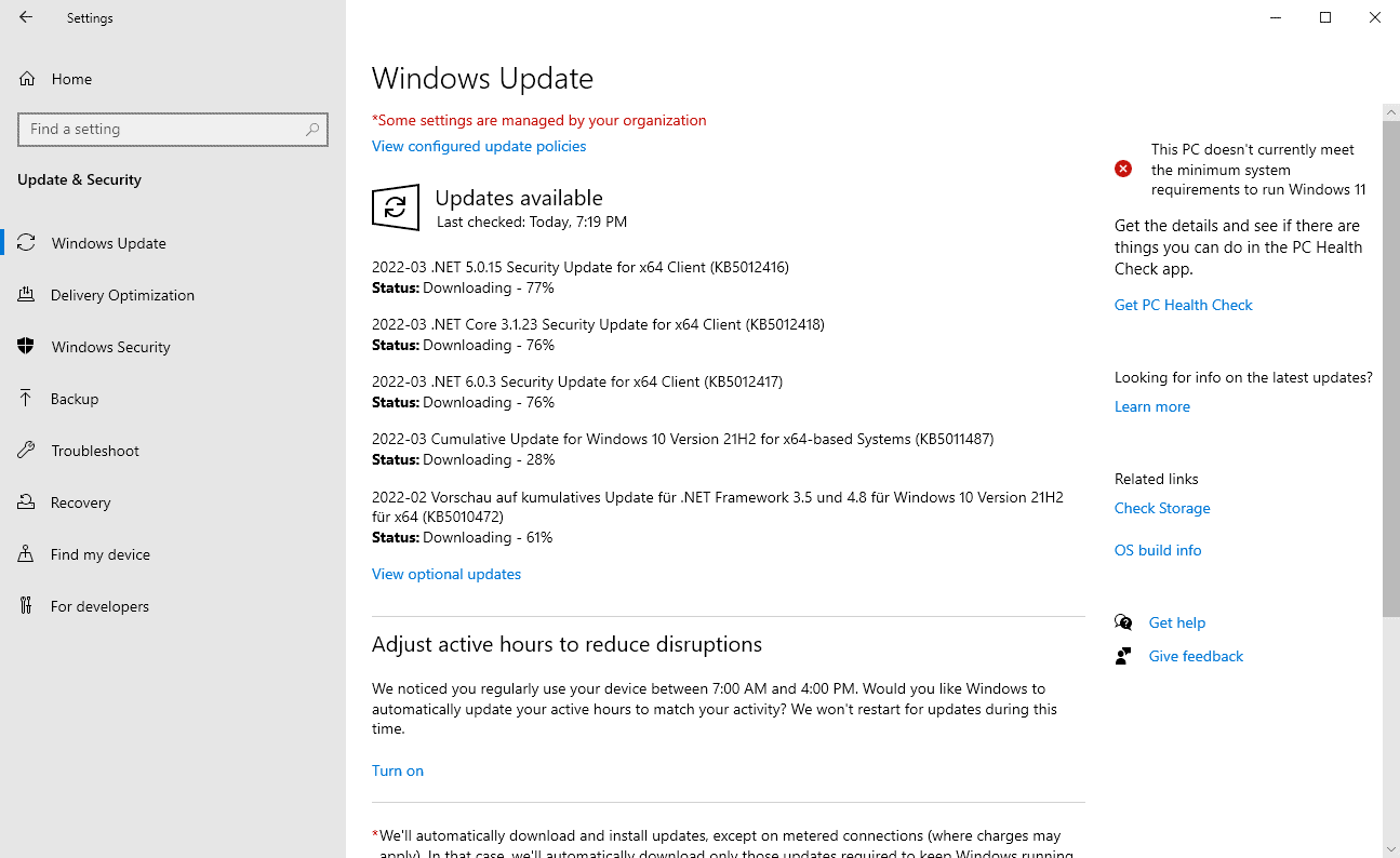 Aggiornamenti di sicurezza di Microsoft Windows marzo 2022