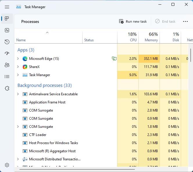 Esegui nuovo pulsante attività in Task Manager Windows 11