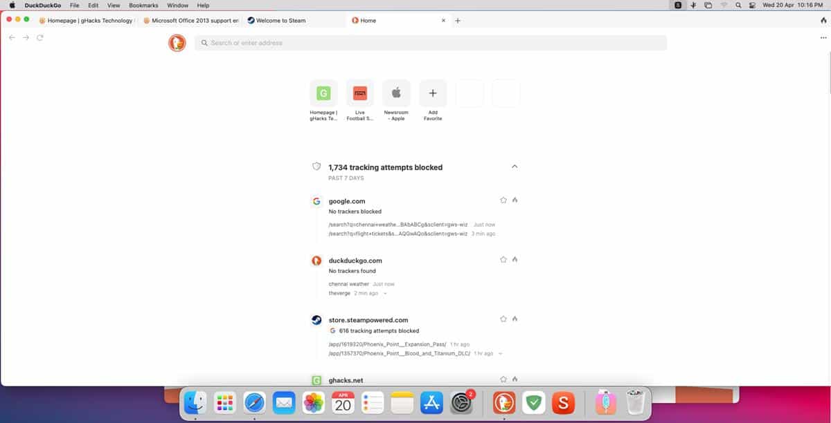 DuckDuckGo for Mac - tracker blocking