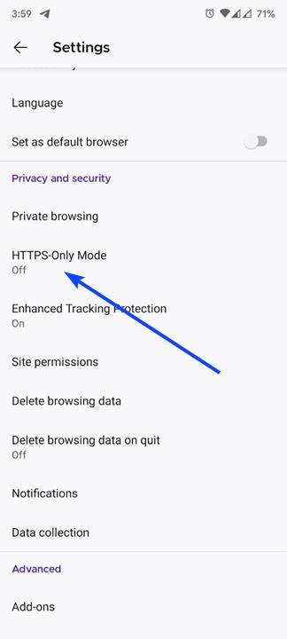How to enable HTTP-Only mode in Firefox for Android