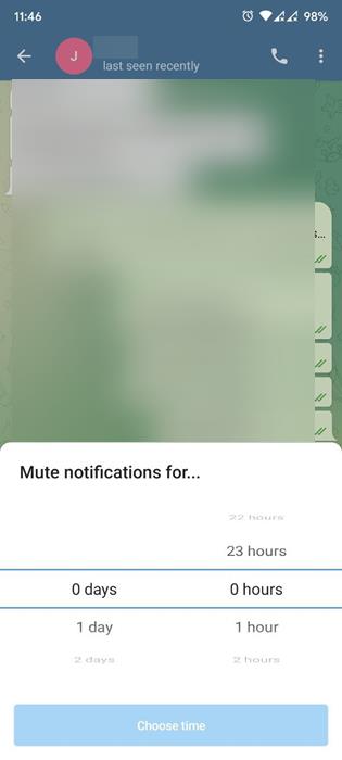 How to set mute duration in Telegram