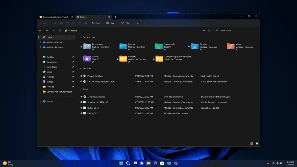 Microsoft presenta le schede in Esplora file