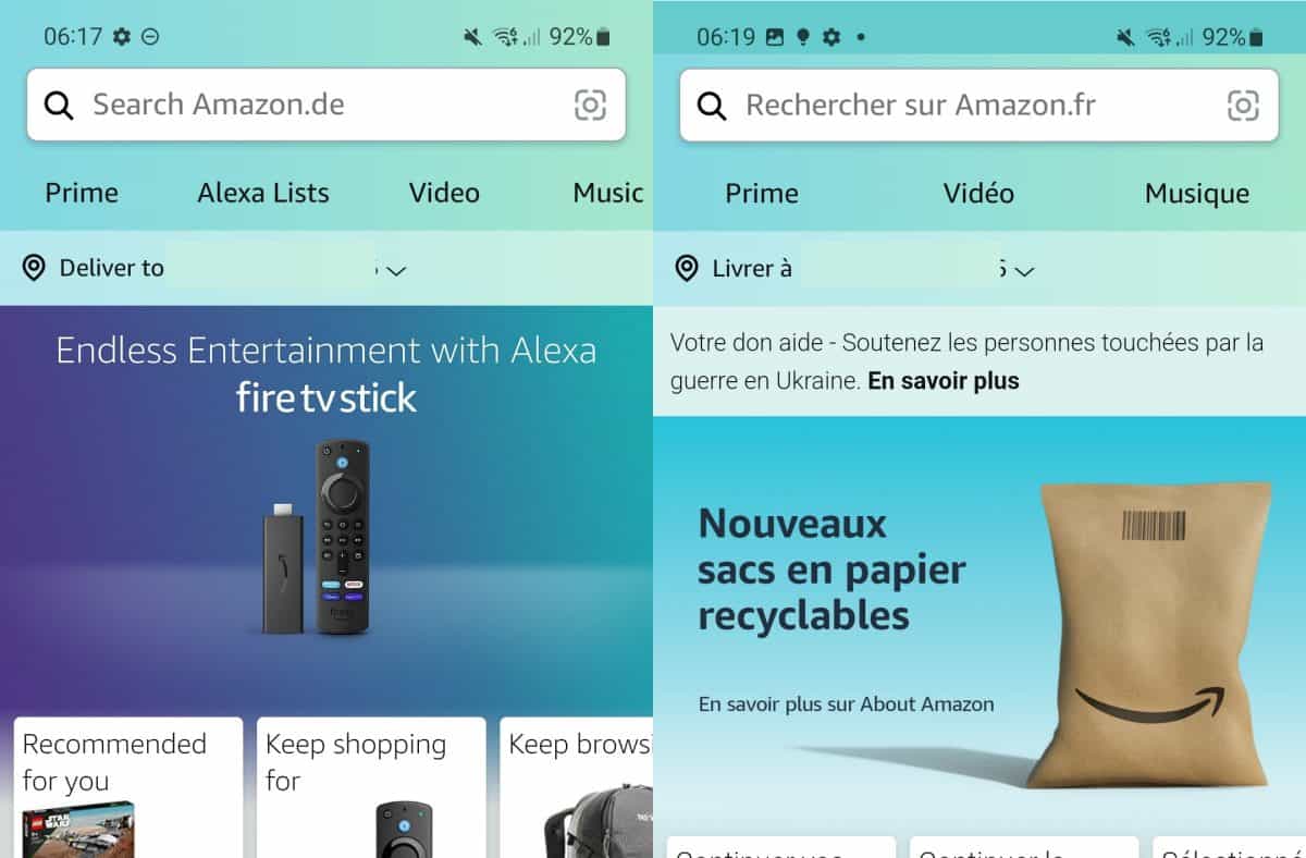 How to switch to a different regional Store in the Amazon App